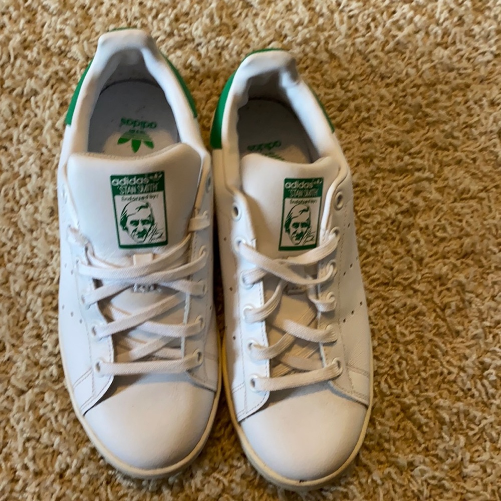 Adidas Women's White and Green Athletic Sneakers